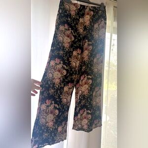 Floral Black Women's Pants